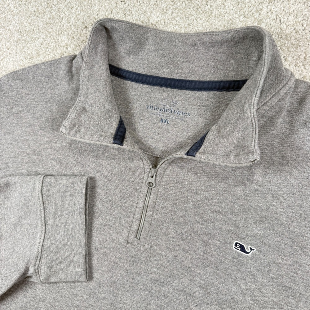 Vineyard Vines Quarter Zip Men XXL Gray Pima Cotton Pullover Sweater 01133